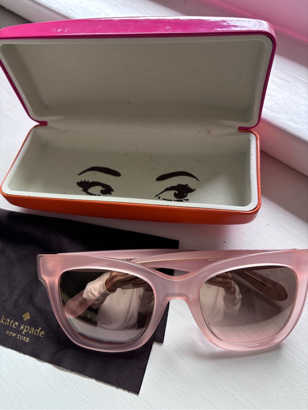 Kate Spade Emmy Louis Women’s Blush Pink Sunglasses Square Cat Eyes